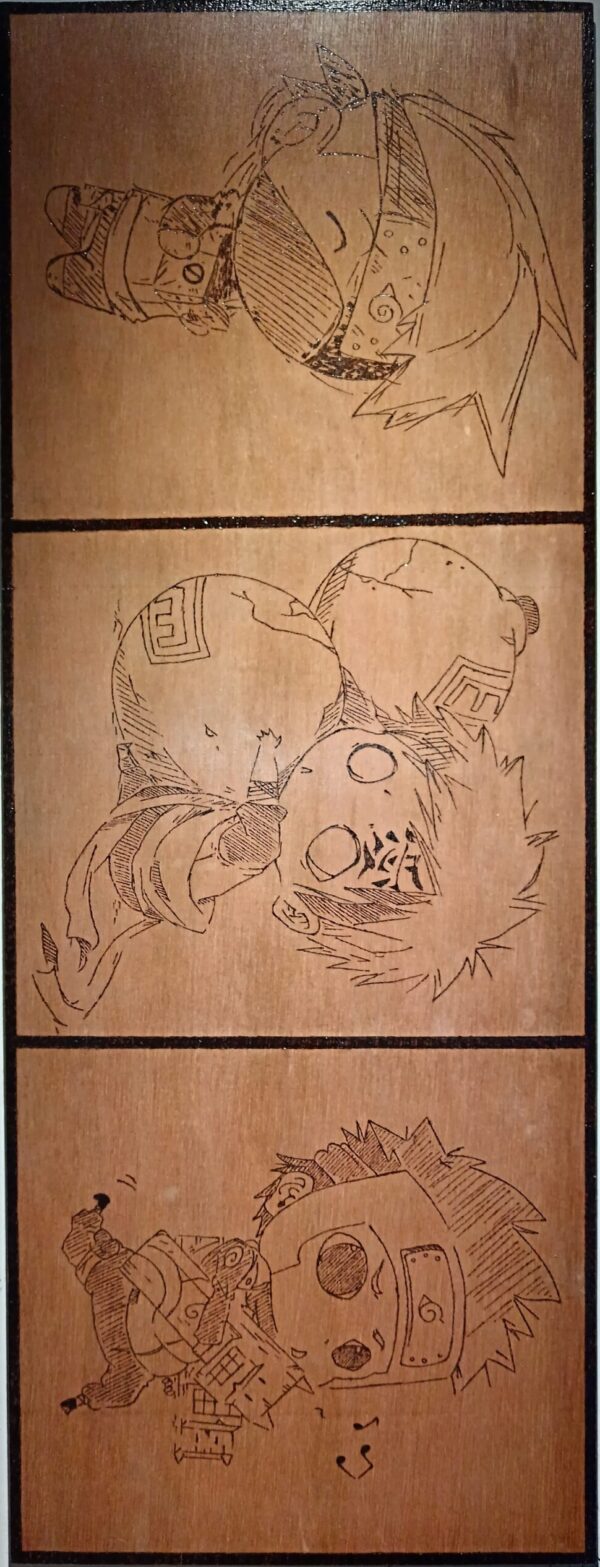 Pyrogravure de Kakashi, Gaara, and Yamato version Chibi 25.5Lx68l cm