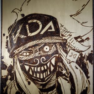 Pyrogravure d'Akali KDA 40x30cm