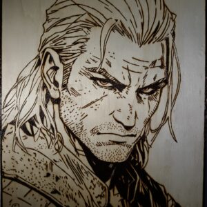 Pyrogravure de Geralt de Riv 40x30cm