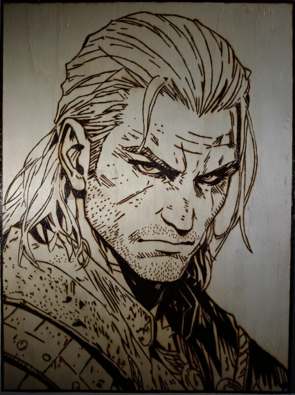 Pyrogravure de Geralt de Riv 40x30cm