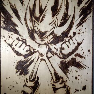 Pyrogravure de Super Sonic 40x30cm