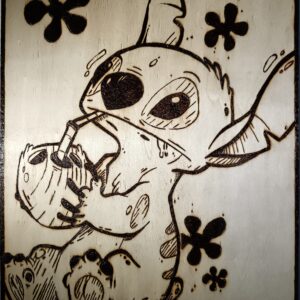 Pyrogravure de Stitch 40x30cm